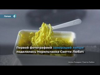 residents of krasnoyarsk joined the flash mob with noodles frozen in the cold